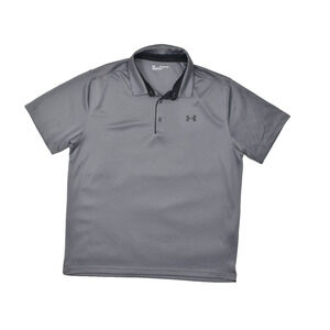 Under Armour Men's Gray Polo Shirt Loose Fit Size XXL Short Sleeve Solid